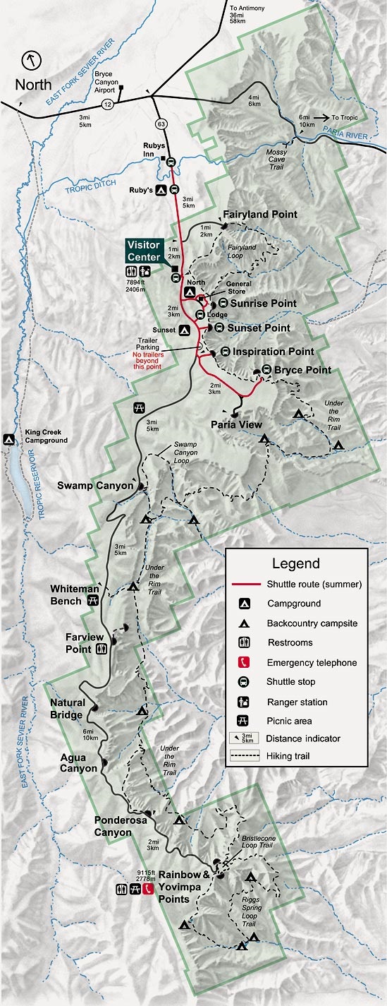 Map of Bryce Canyon National Park